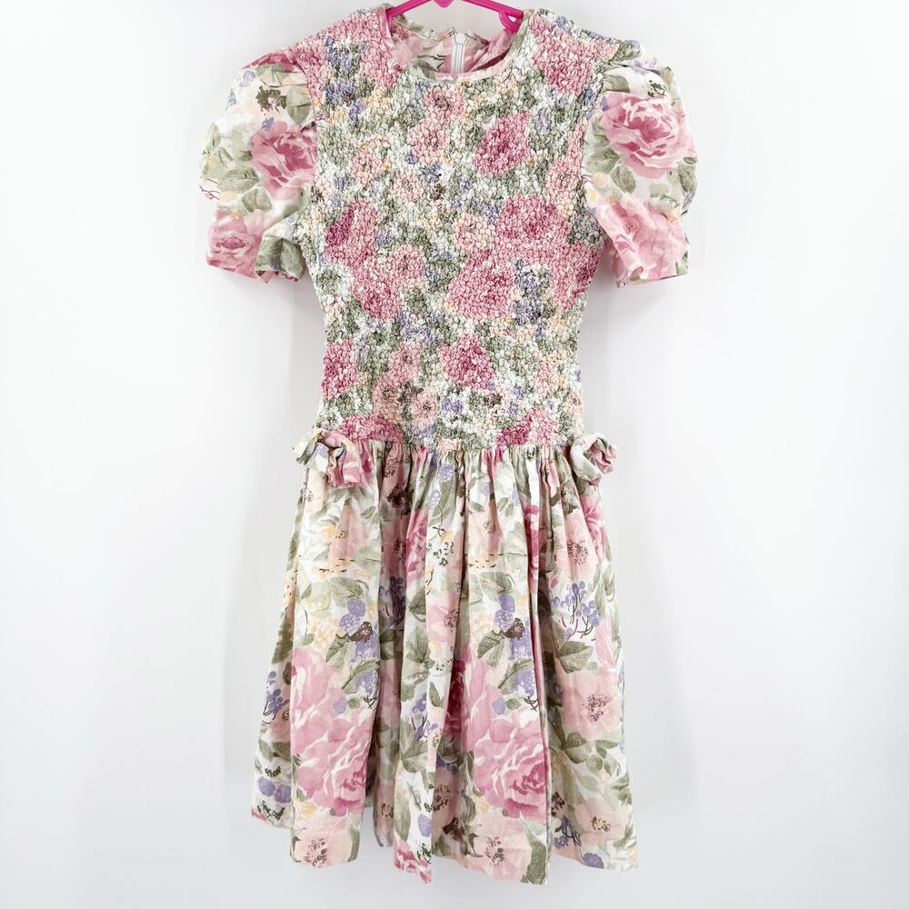 VINTAGE EXPO KIDS Dress Girls SZ 12 Floral Cottage Prairie Farm Country Shabby